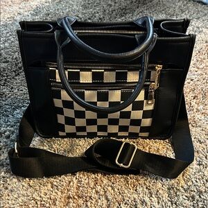 Black and Cream Checkered Handbag
